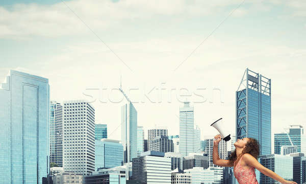 Girl making announcement Stock photo © adam121