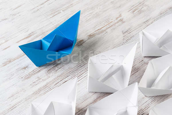 Affaires origami bateaux table en bois [[stock_photo]] © adam121