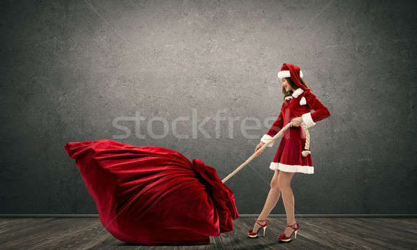 クリスマス ギフト サンタクロース 女性 巨大な ストックフォト © adam121