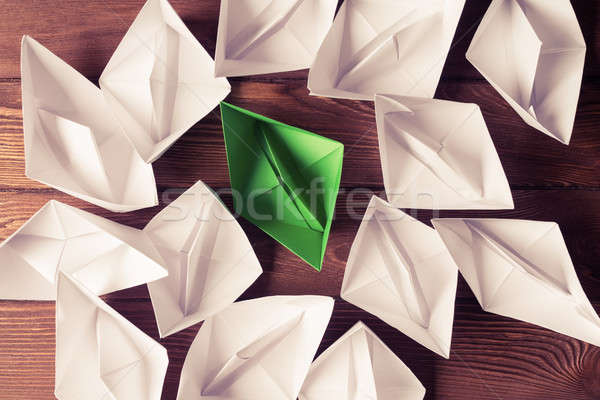 Affaires origami bateaux table en bois [[stock_photo]] © adam121