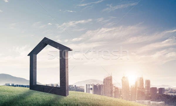 Stockfoto: Afbeelding · beton · home · teken · heuvel · natuurlijke