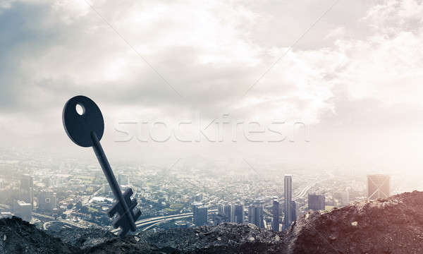 Conceptual background image of concrete key sign and natural lan Stock photo © adam121