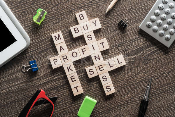 Conceptual business keywords on table with elements of game making crossword Stock photo © adam121