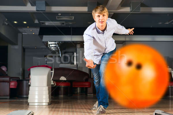 young man playing bowling Stock photo © adam121