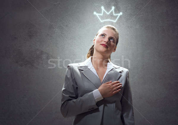 Kobieta korony młodych ambitny kobieta interesu głowie Zdjęcia stock © adam121