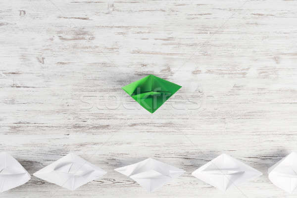 Business set origami barche tavolo in legno Foto d'archivio © adam121