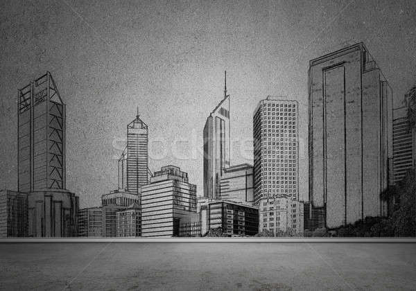 Ville design mur silhouette modernes paysage [[stock_photo]] © adam121