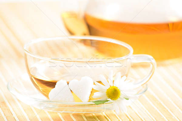 Stock photo: teacup with herbal chamomile tea