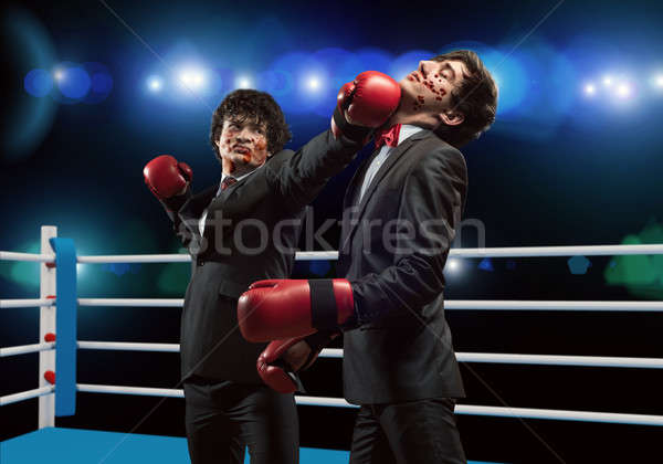 Iş yarışmacılar iki işadamı boks eldivenleri halka Stok fotoğraf © adam121