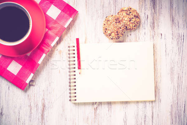 Cookies receta cuaderno taza de café superior Foto stock © adam121