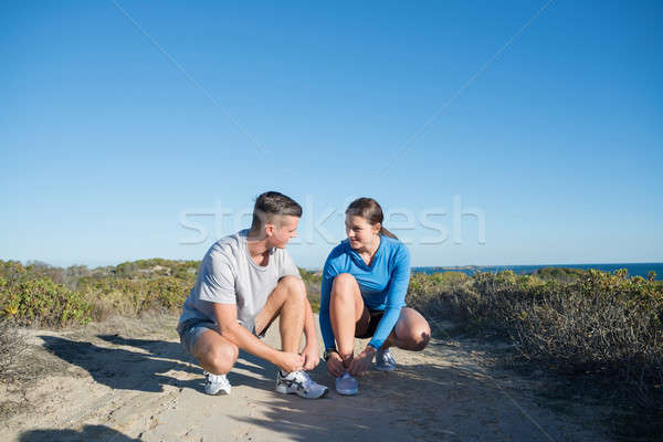 Morgen laufen jungen tätig Paar Jogger Stock foto © adam121