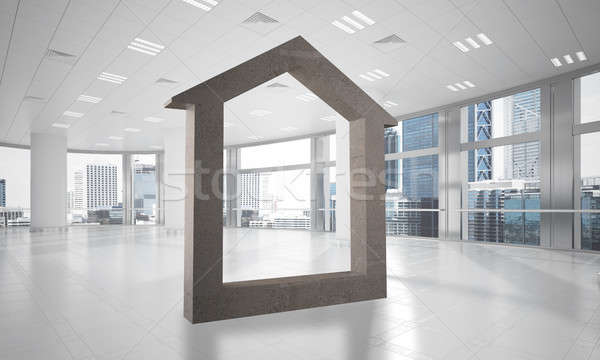 Conceptual background image of concrete home sign in modern office interior Stock photo © adam121
