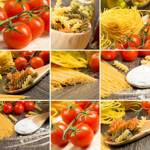 Stok fotoğraf: Makarna · kiraz · domates · kolaj · birkaç · gıda