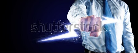Stock photo: close-up of clasped hand with lights