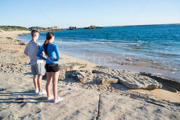 Morgen laufen jungen tätig Paar Jogger Stock foto © adam121