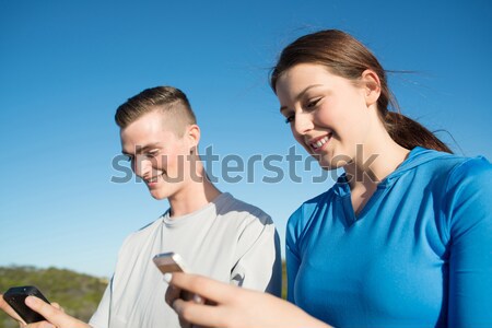 Ochtend lopen jonge actief paar joggers Stockfoto © adam121