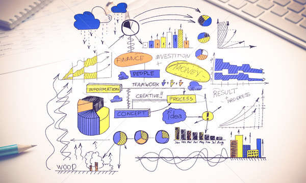 Zdjęcia stock: Plan · rentowny · działalności · kolor · strategia · biznesowa · szkic