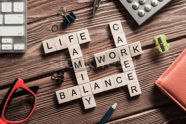 Conceptual keywords on wooden table with elements of game making crossword Stock photo © adam121