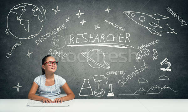 Weinig school genie meisje leeftijd Rood Stockfoto © adam121