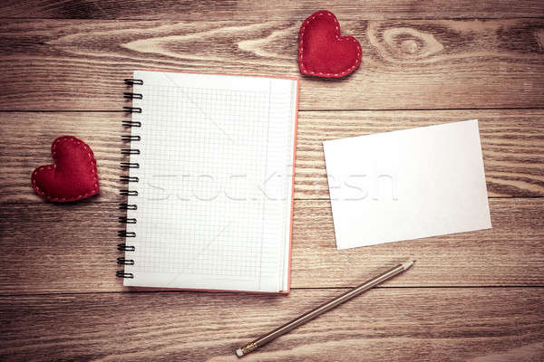 Liefde bericht uitnodiging harten notepad vel Stockfoto © adam121