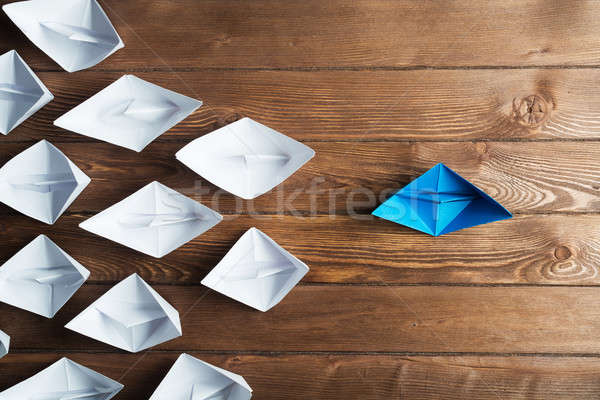 Iş ayarlamak origami tekneler ahşap masa Stok fotoğraf © adam121
