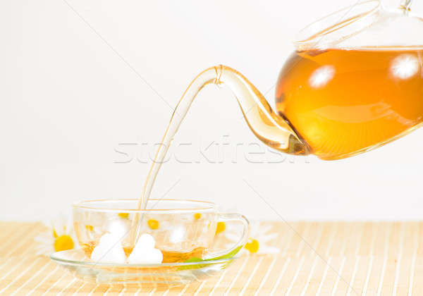 ストックフォト: 茶碗 · カモミール · 茶 · ティーポット · 食品