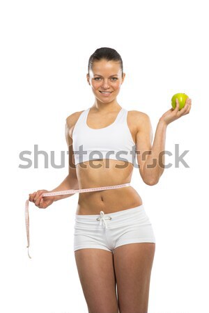 young athletic woman measuring waist Stock photo © adam121