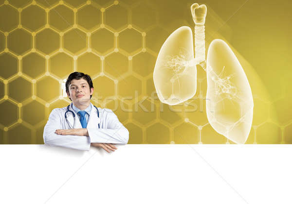 Doctor with banner Stock photo © adam121