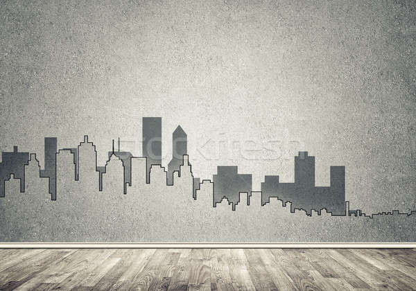 Ville design mur silhouette modernes paysage [[stock_photo]] © adam121