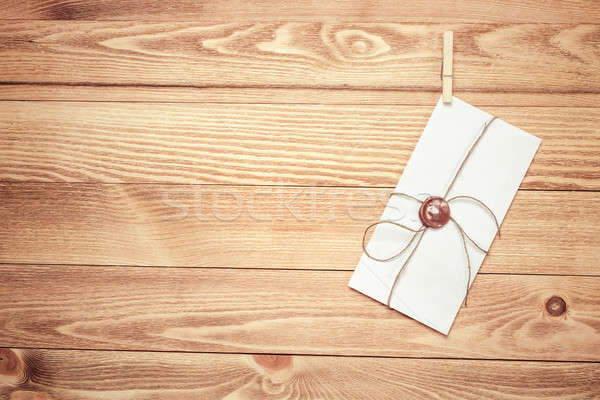 Mail enveloppe corde suspendu bois texture Photo stock © adam121
