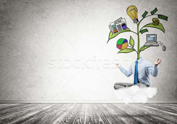 Stock photo: Headless businessman meditating