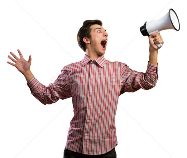 man shouts in a megaphone Stock photo © adam121