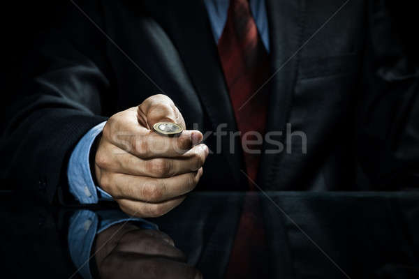 Geschäftsmann halten Münze Hand Business Stock foto © adam121