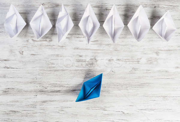 Iş ayarlamak origami tekneler ahşap masa Stok fotoğraf © adam121