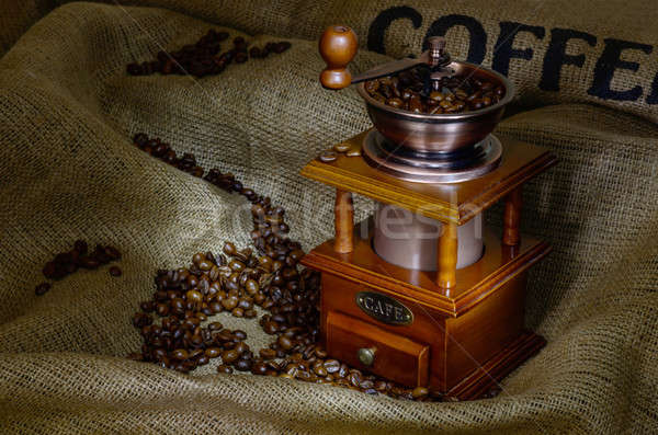Stok fotoğraf: Kahve · değirmen · fasulye · çuval · bezi · natürmort · dizayn