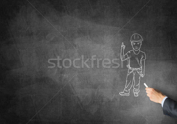 Foto stock: Caricatura · constructor · hombre · masculina · mano · dibujo