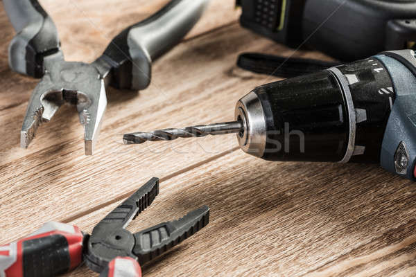 Carpentry tools on wooden surface Stock photo © adam121