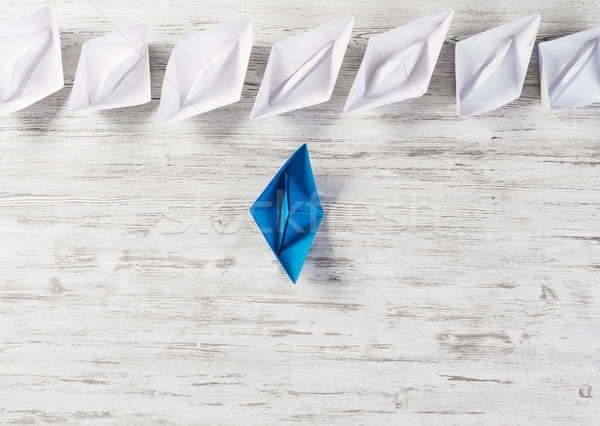 Affaires origami bateaux table en bois [[stock_photo]] © adam121