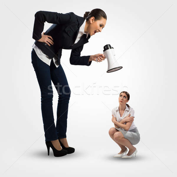Agresja business woman mały kobieta posiedzenia Zdjęcia stock © adam121