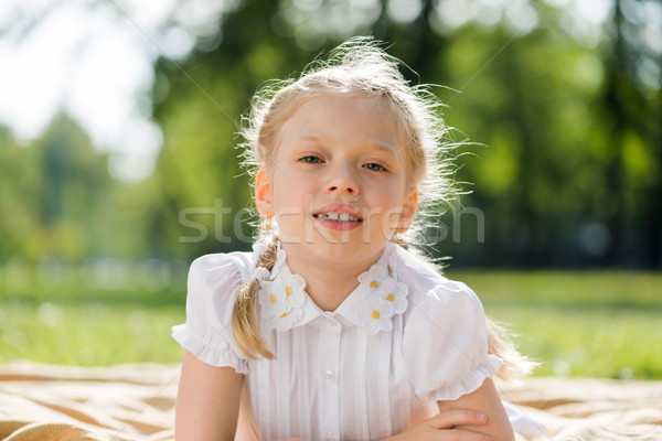 Foto stock: Menina · verão · pequeno · adorável · verão