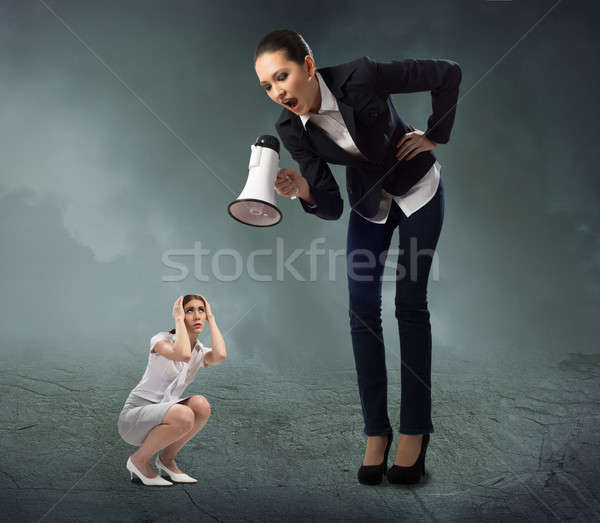 Agresiune femeie de afaceri mic femeie şedinţei Imagine de stoc © adam121