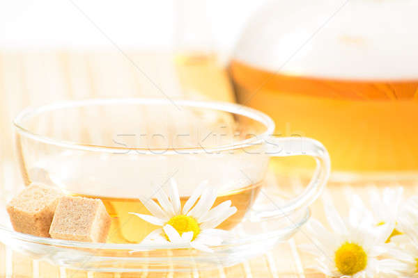 Stock photo: teacup with herbal chamomile tea