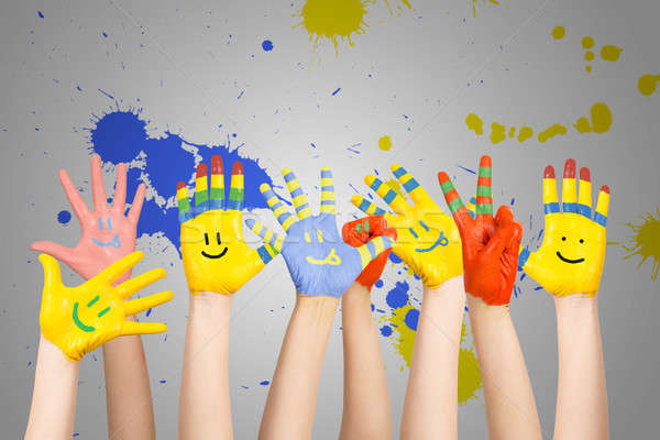 Stock photo: painted children's hands