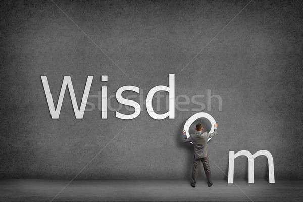 Zakenman muur woord wijsheid brief abstract Stockfoto © adam121
