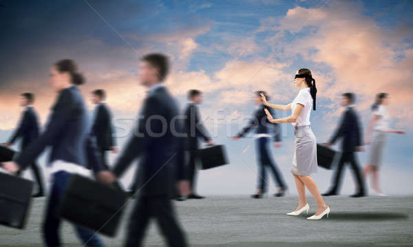 Jeunes yeux bandés femme façon sur foule [[stock_photo]] © adam121