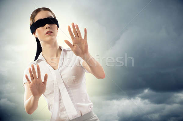 young blindfolded woman Stock photo © adam121