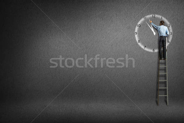 businessman clock painted on the wall Stock photo © adam121