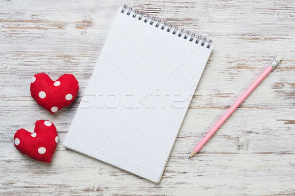 Liefde bericht uitnodiging harten notepad potlood Stockfoto © adam121
