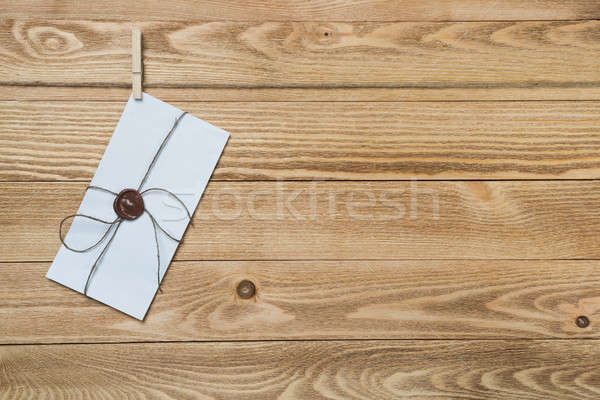 Stock fotó: Posta · boríték · kötél · akasztás · fából · készült · textúra