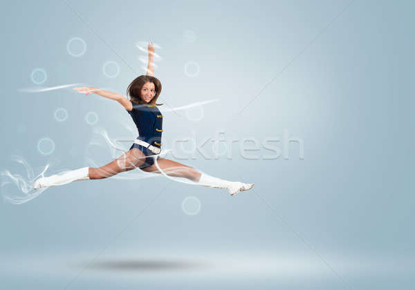 Stockfoto: Cheerleader · meisje · jonge · mooie · glimlachend · springen